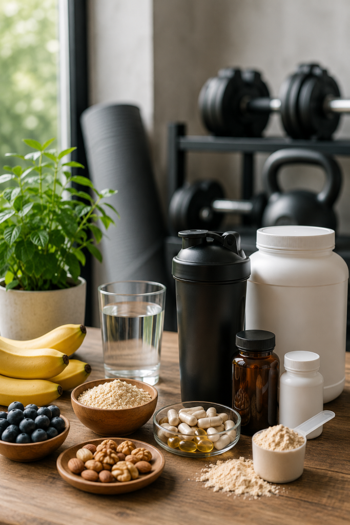 Zdrowy zestaw do fitnessu przy oknie